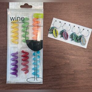 Wine Glass Charms - Multicolor Spiral Set of 6 and Pucker set of 4